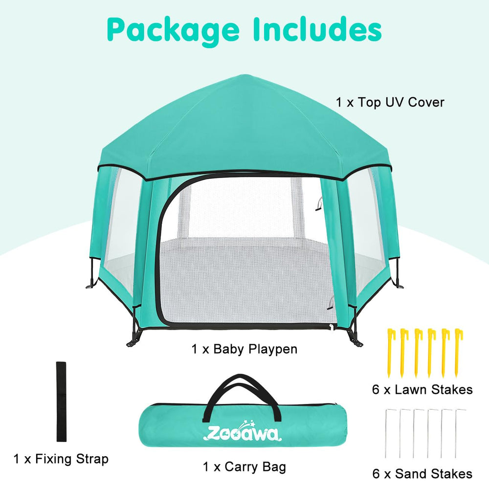 Zooawa ground pegs included stabilize the playpen on grass or sand