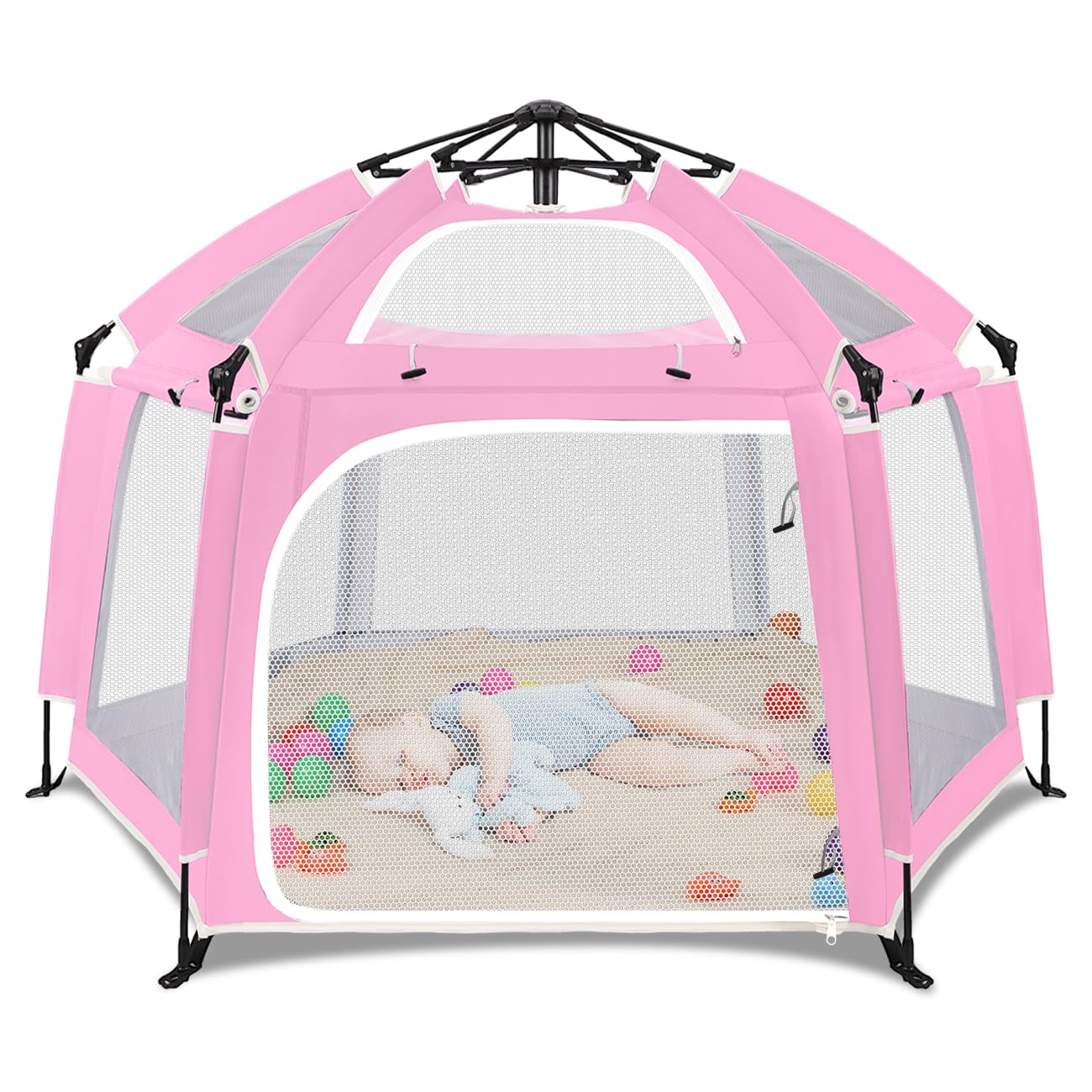 Zooawa pop up playpen top view with sunshade for outdoor play