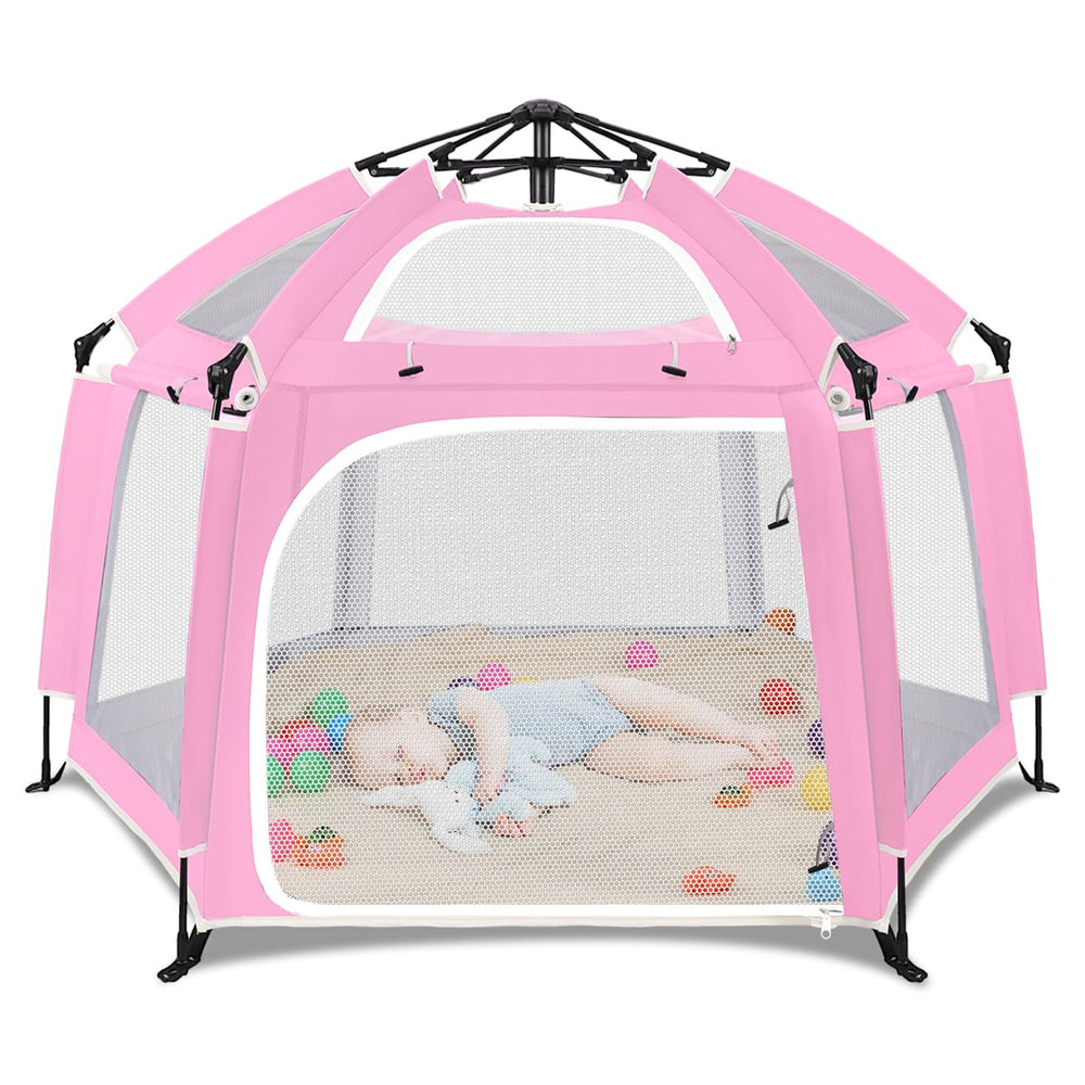 Zooawa pop up playpen top view with sunshade for outdoor play