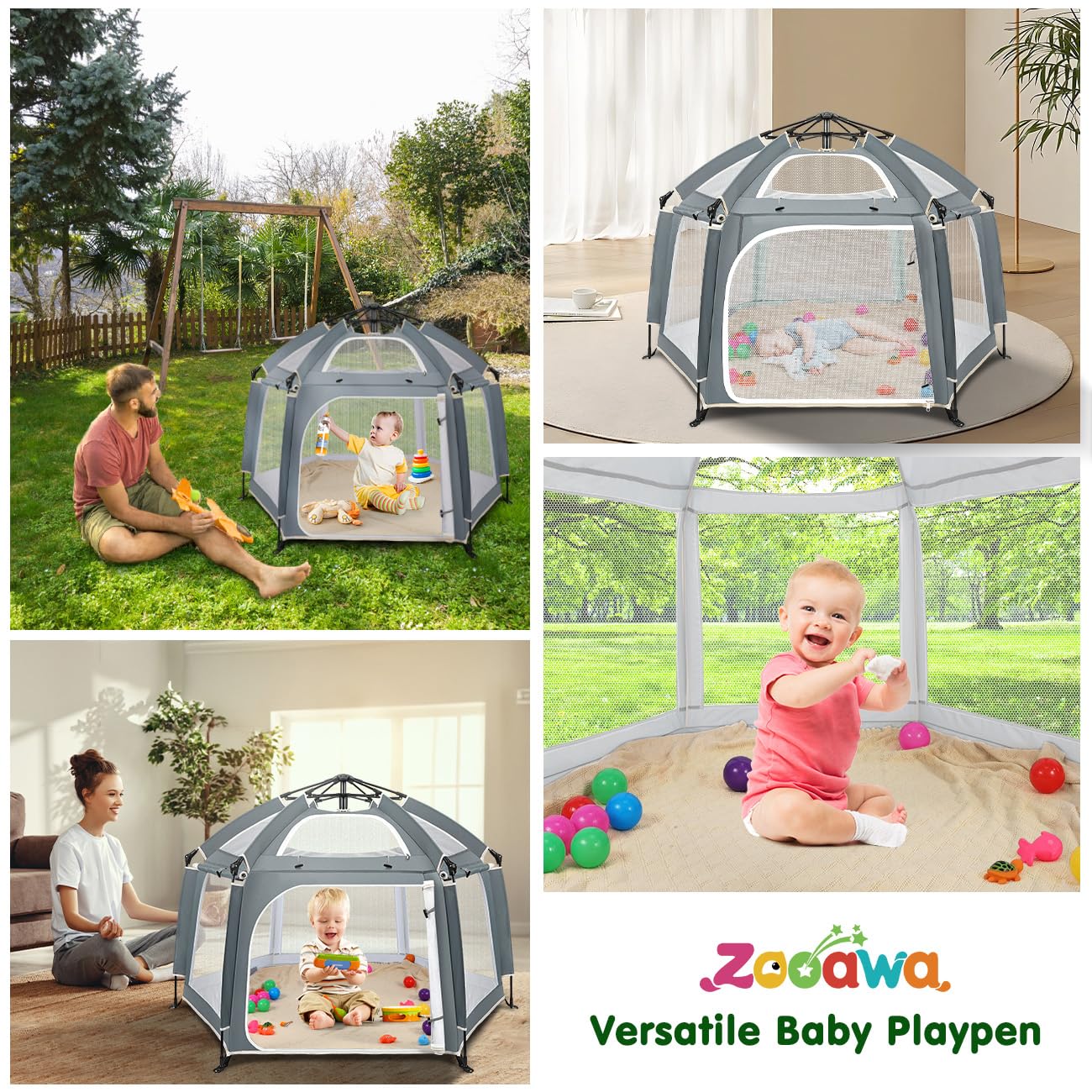 Zooawa lightweight travel playpen ready for on-the-go