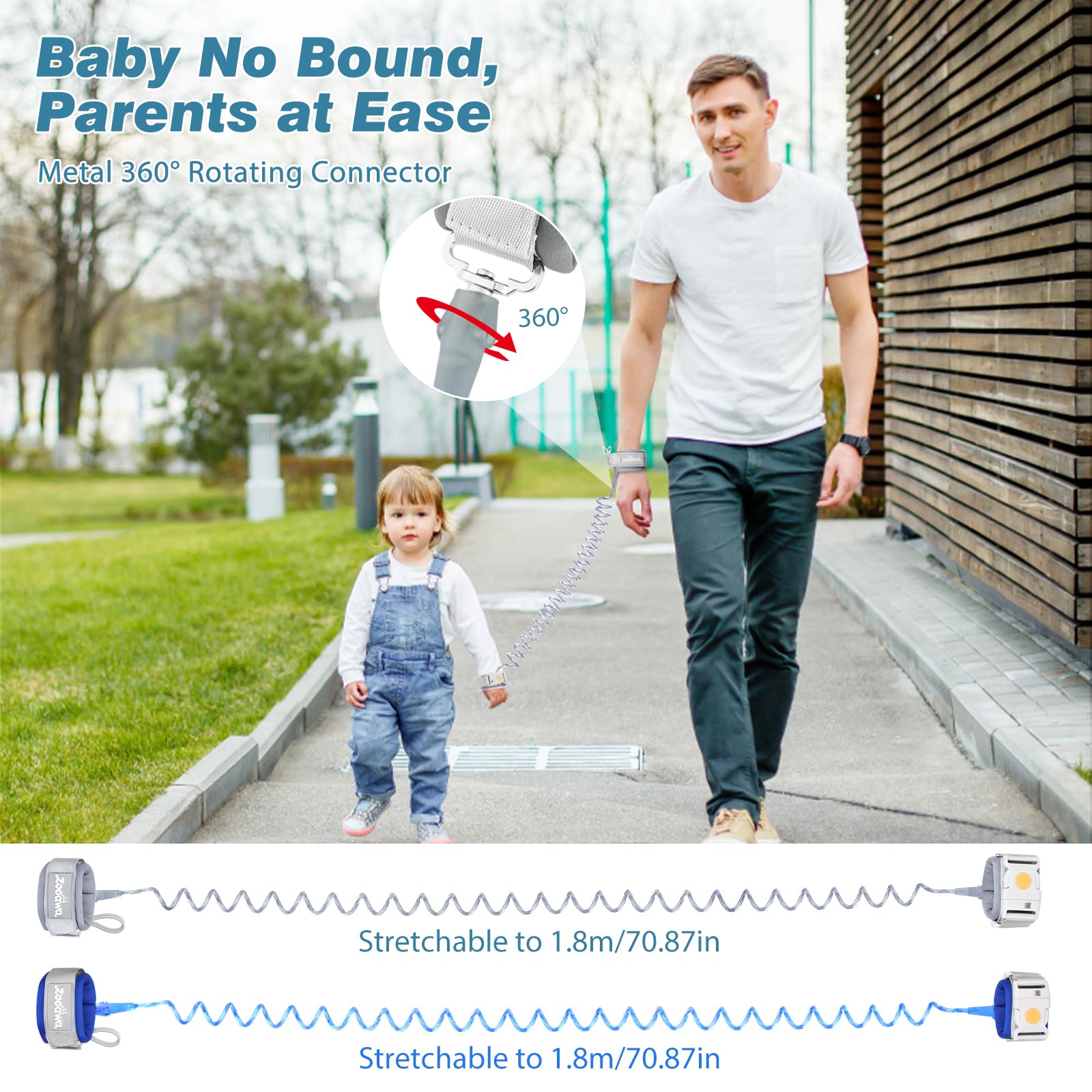 Zooawa Toddler Leash anti-cut stainless steel, durable safety connector.