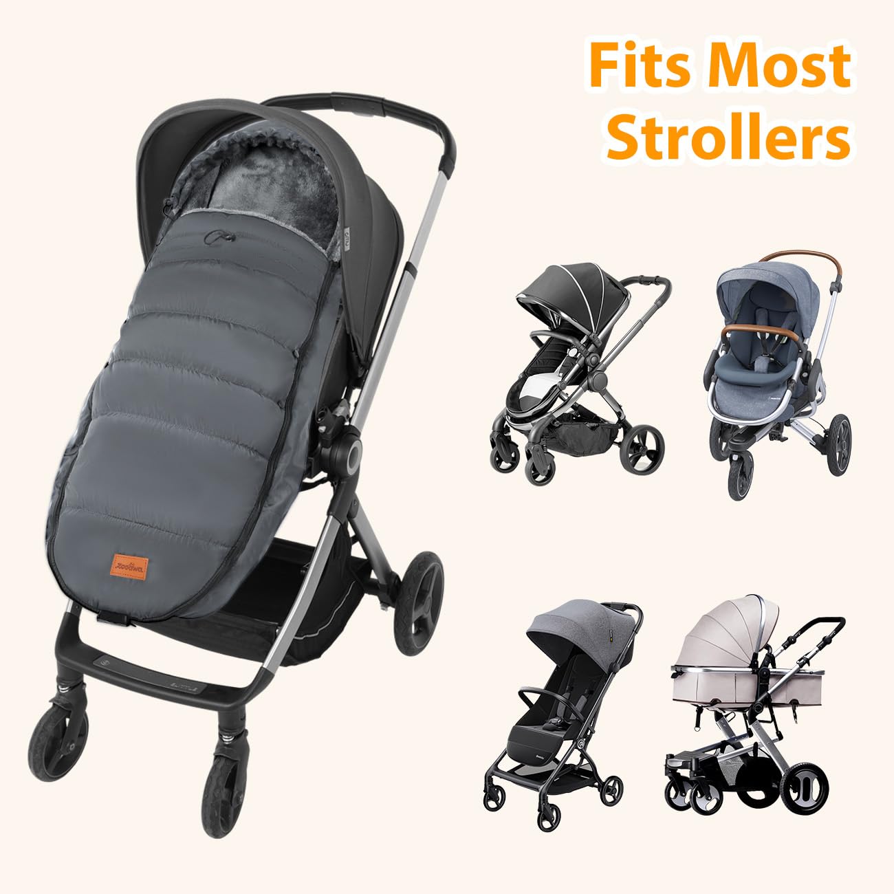 Zooawa Warm Bunting Bag supports nine harness slots for growing toddlers.