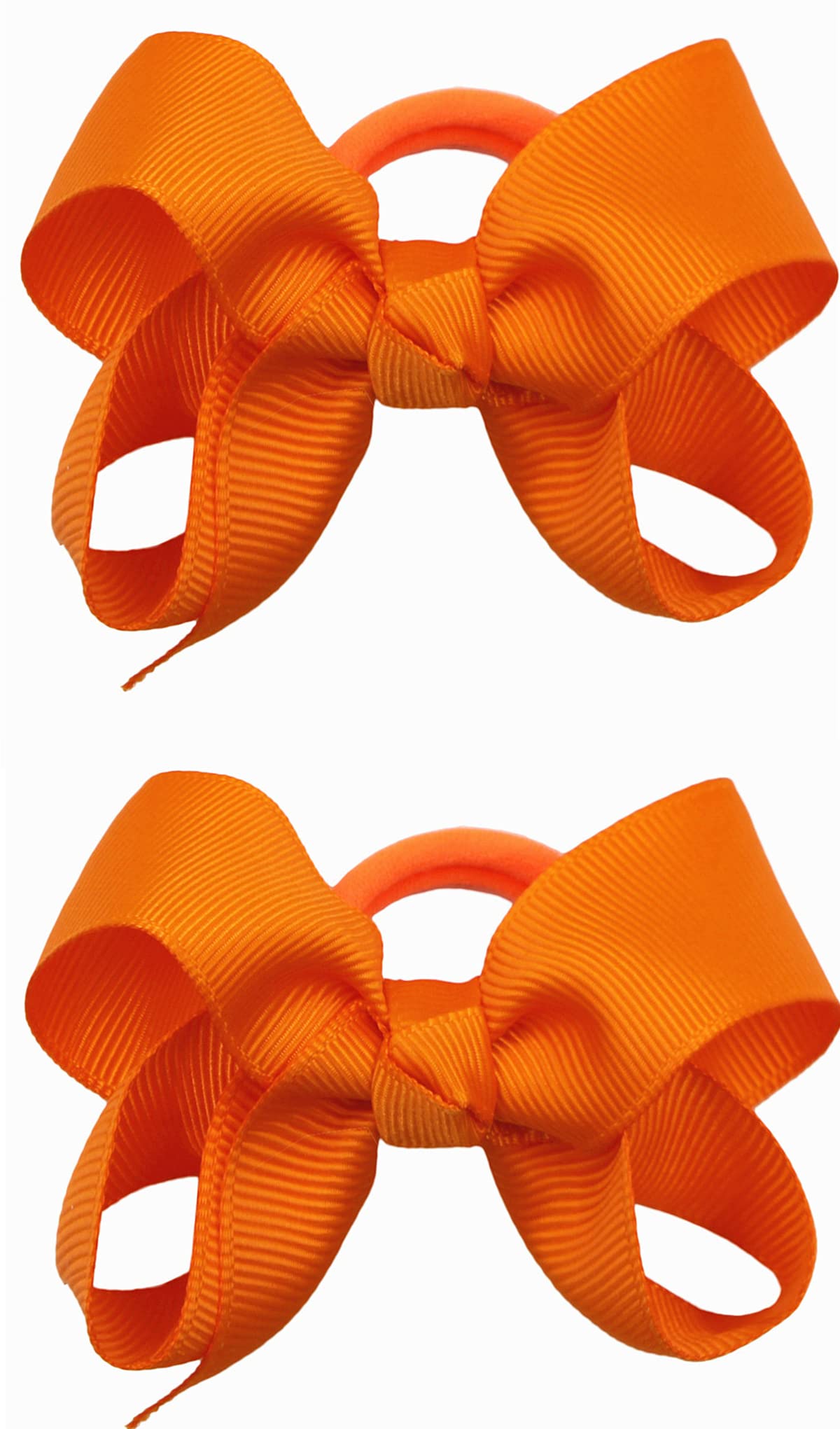 ZOONAI 3 inch orange baby bow with elastic hair tie for everyday wear