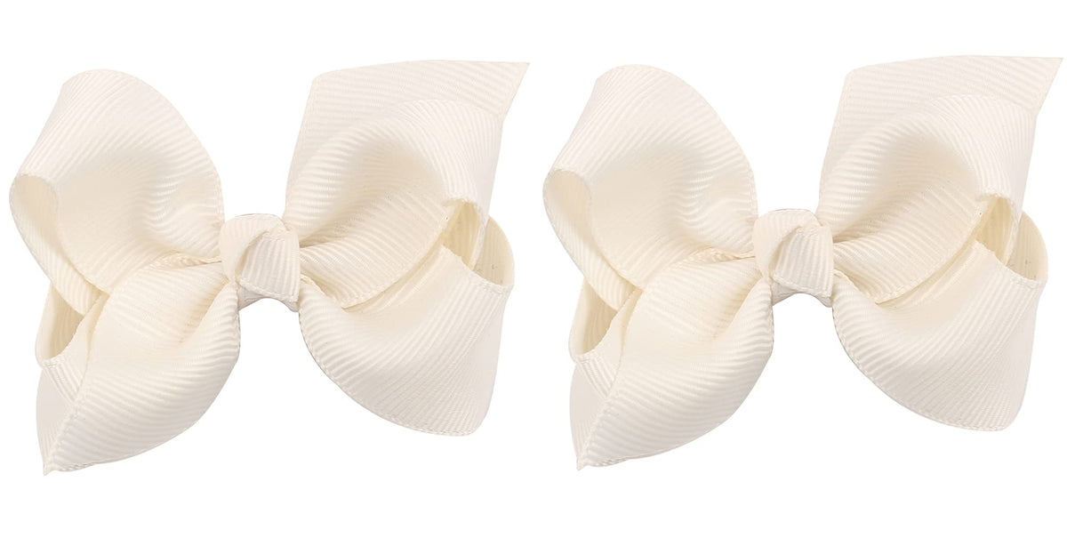ZOONAI 3-inch ivory baby bow clip for photos and daily wear.