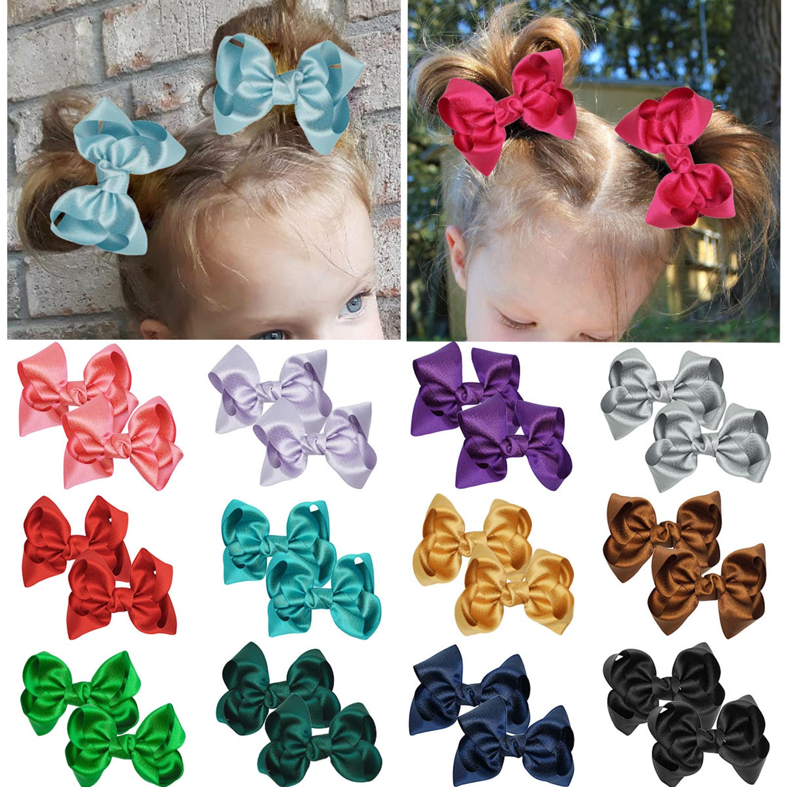 ZOONAI 3inch baby bow on baby hair demonstrates secure hold for everyday wear.