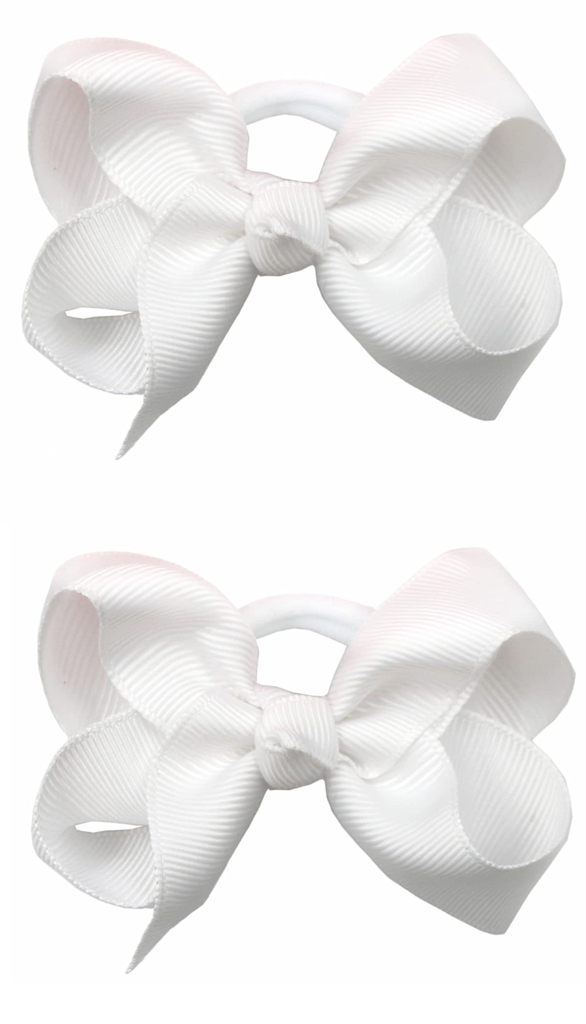 ZOONAI 3-inch baby bow white front view enhances everyday outfits