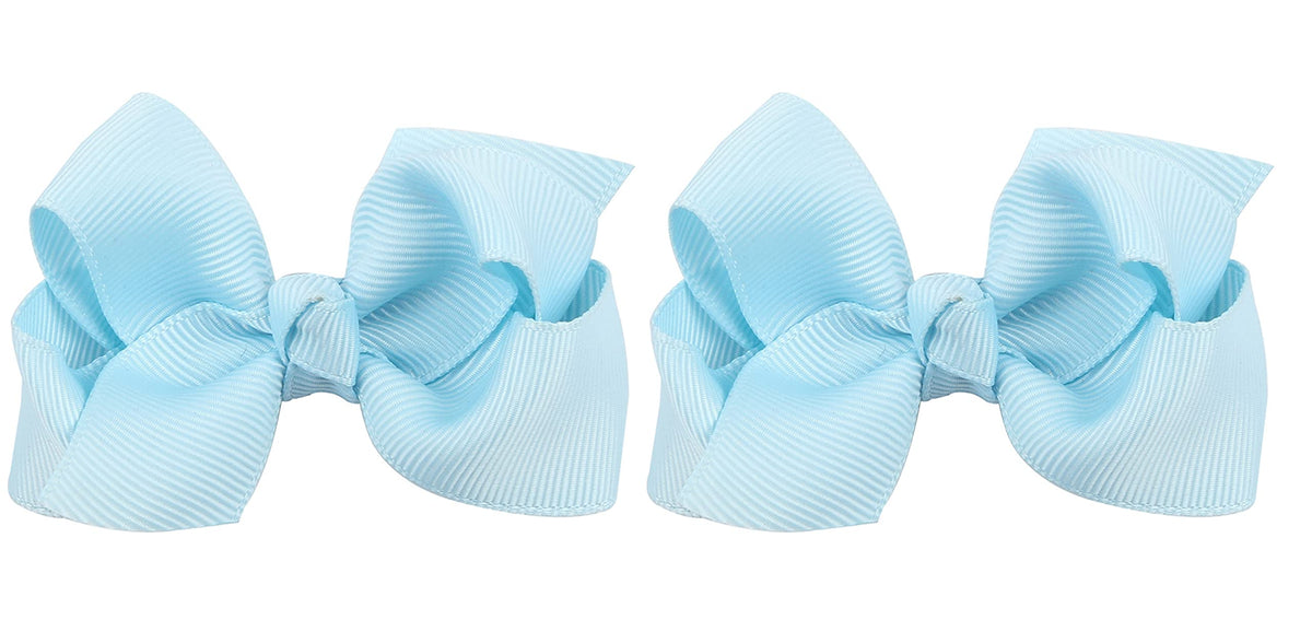 ZOONAI 3-inch light blue baby bow clip on a tiny head for photo days
