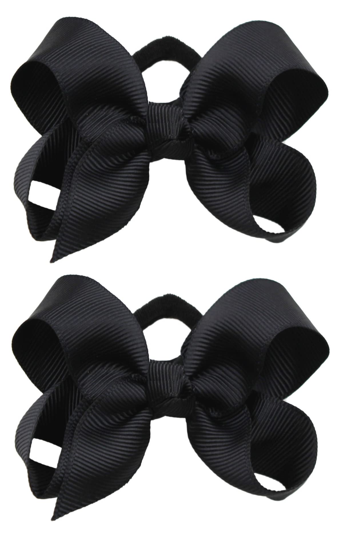 ZOONAI 3-inch baby girl bows in black, 2-pack for versatile styling