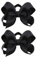 ZOONAI 3-inch baby girl bows in black, 2-pack for versatile styling