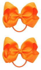 ZOONAI 4-inch orange hair bow for baby girls with elastic tie