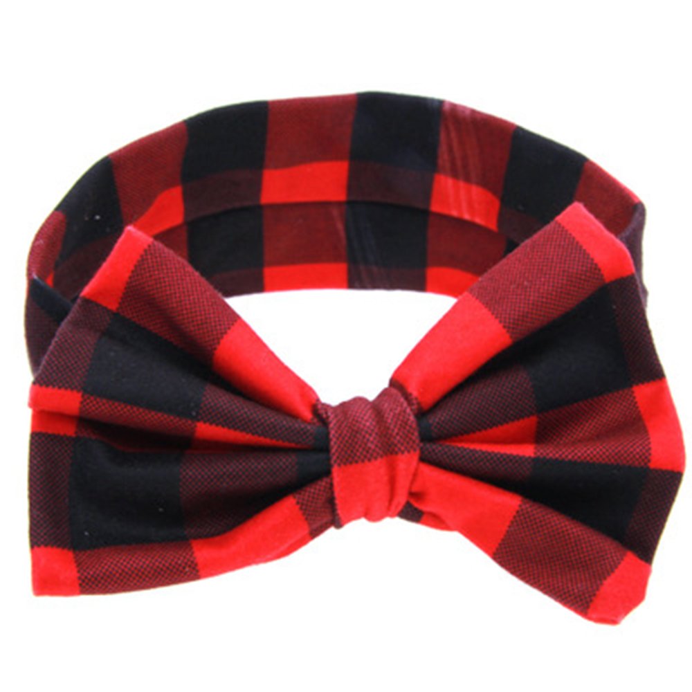 ZOONAI baby bowknot headband in red plaid for adorable photo shoots.