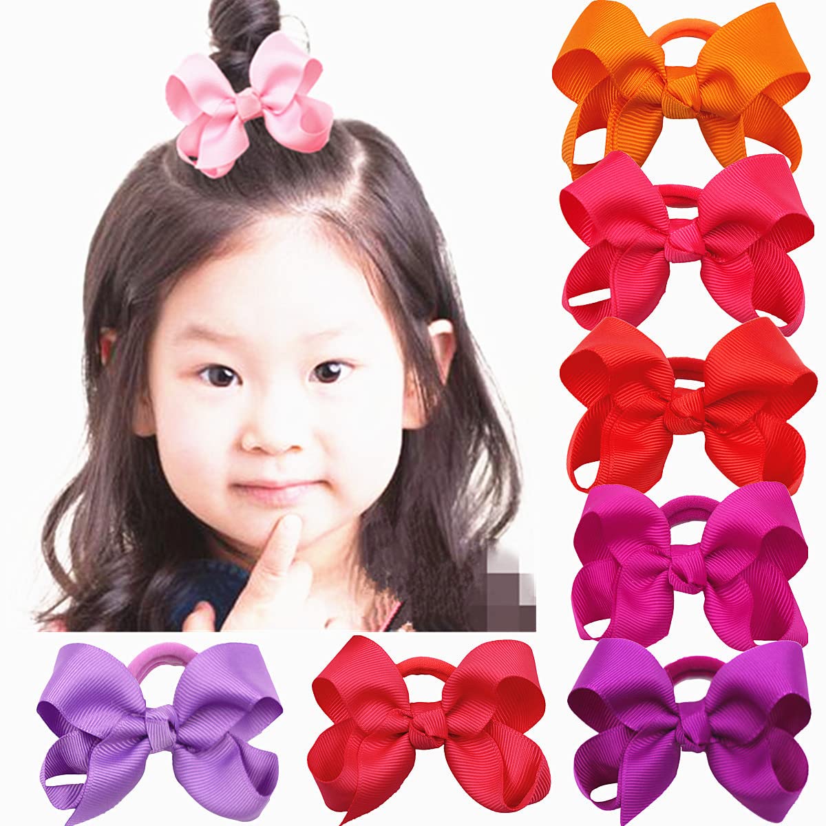 ZOONAI baby hair tie white bow ponytail wear for quick styling