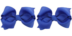 ZOONAI blue 3-inch baby bow clip, front view, ideal for photo-ready outfits.