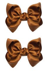 ZOONAI deep brown 3-inch baby bow clip close-up for stylish photo moments