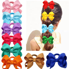 ZOONAI elastic hair tie bow in black for comfy, gentle ponytails