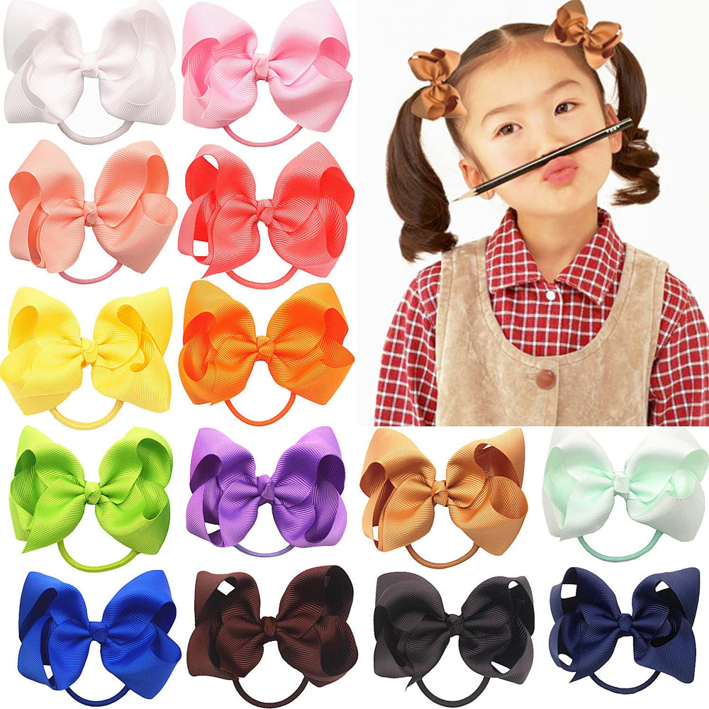 ZOONAI pink bow hair tie showing easy-to-use ponytail accessory for kids.