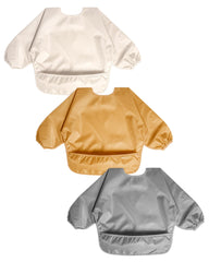 Zoosa baby long sleeve waterproof bib close-up of soft fabric offering gentle protection