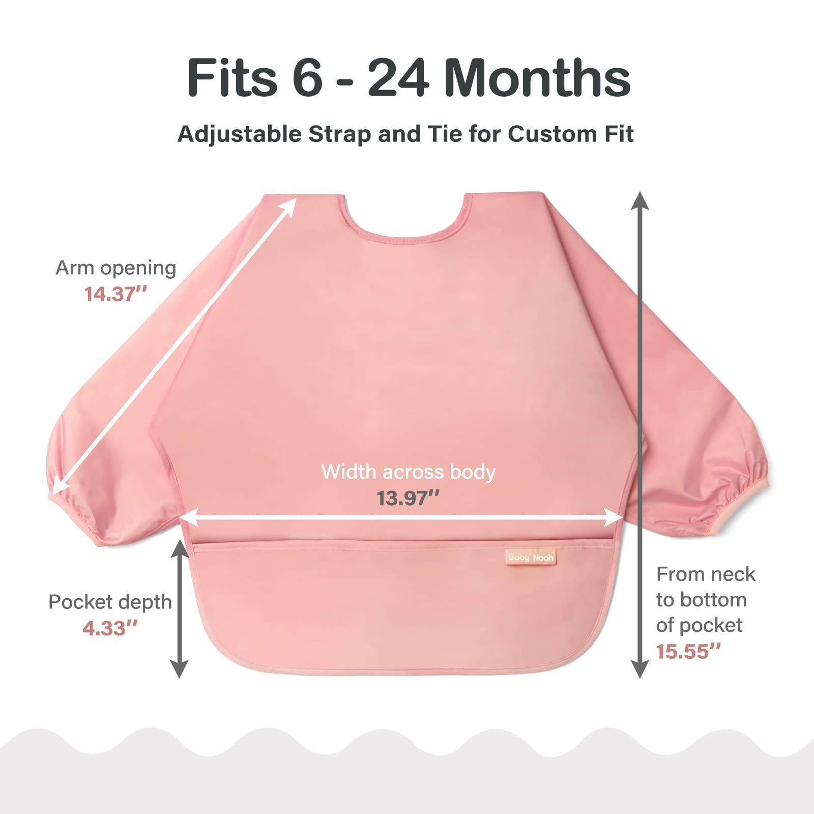 Zoosa baby long sleeve waterproof bib quick wipe-clean after meals