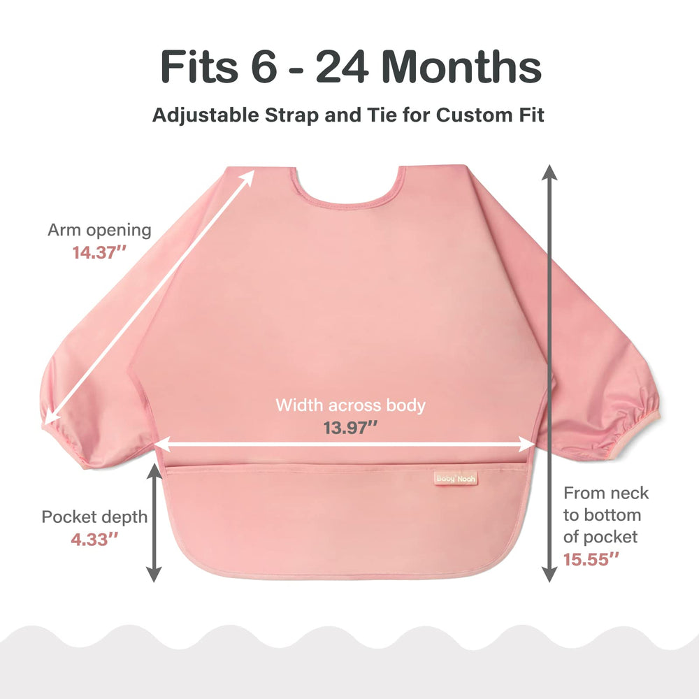 Zoosa baby long sleeve waterproof bib quick wipe-clean after meals