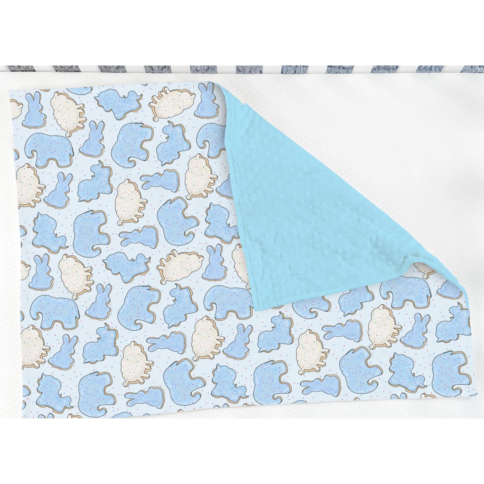 ZoUbqchY blue-animal-cookie-blanket-dotted-back dotted texture adds gentle softness