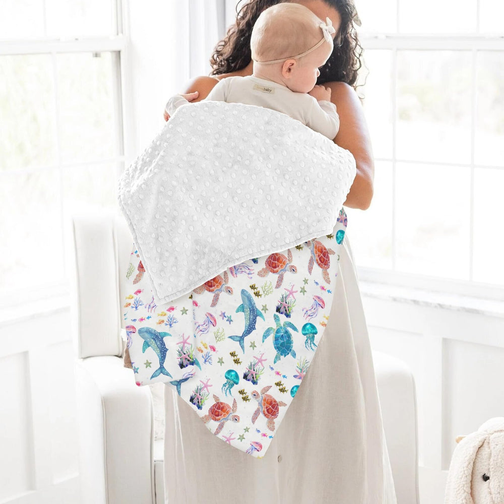 ZoUbqchY sea-life blanket 30x40 size ideal for crib, stroller, or travel.