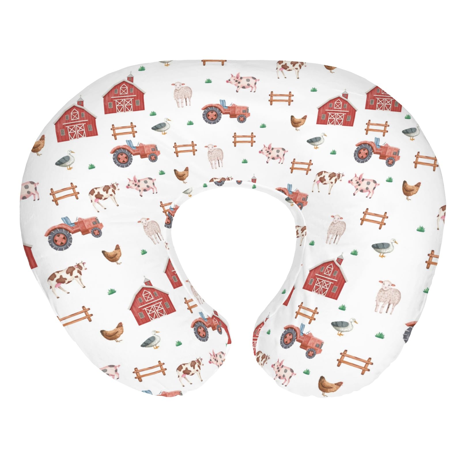 ZoUbqchY Farm Animals Life nursing pillow cover with playful animals for cozy feeding.