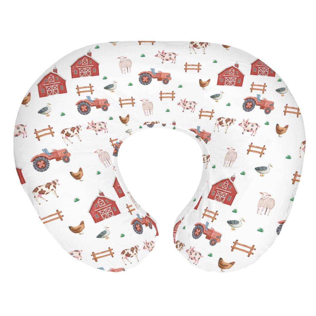 ZoUbqchY Farm Animals Life nursing pillow cover with playful animals for cozy feeding.