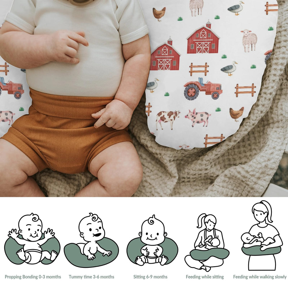 ZoUbqchY Farm Animals Life nursing pillow cover uses a hidden zipper for easy on/off.