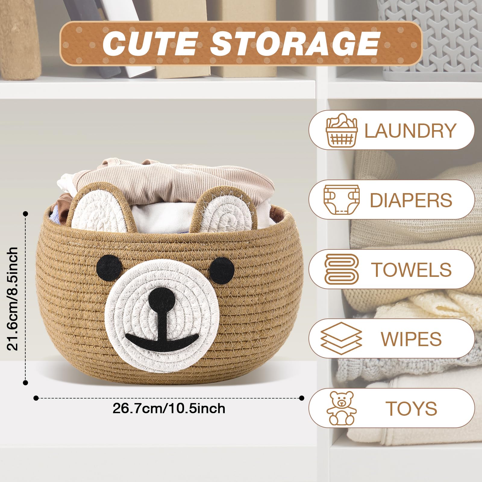 Zopeal basket handles and dimensions emphasize portable storage for living spaces.