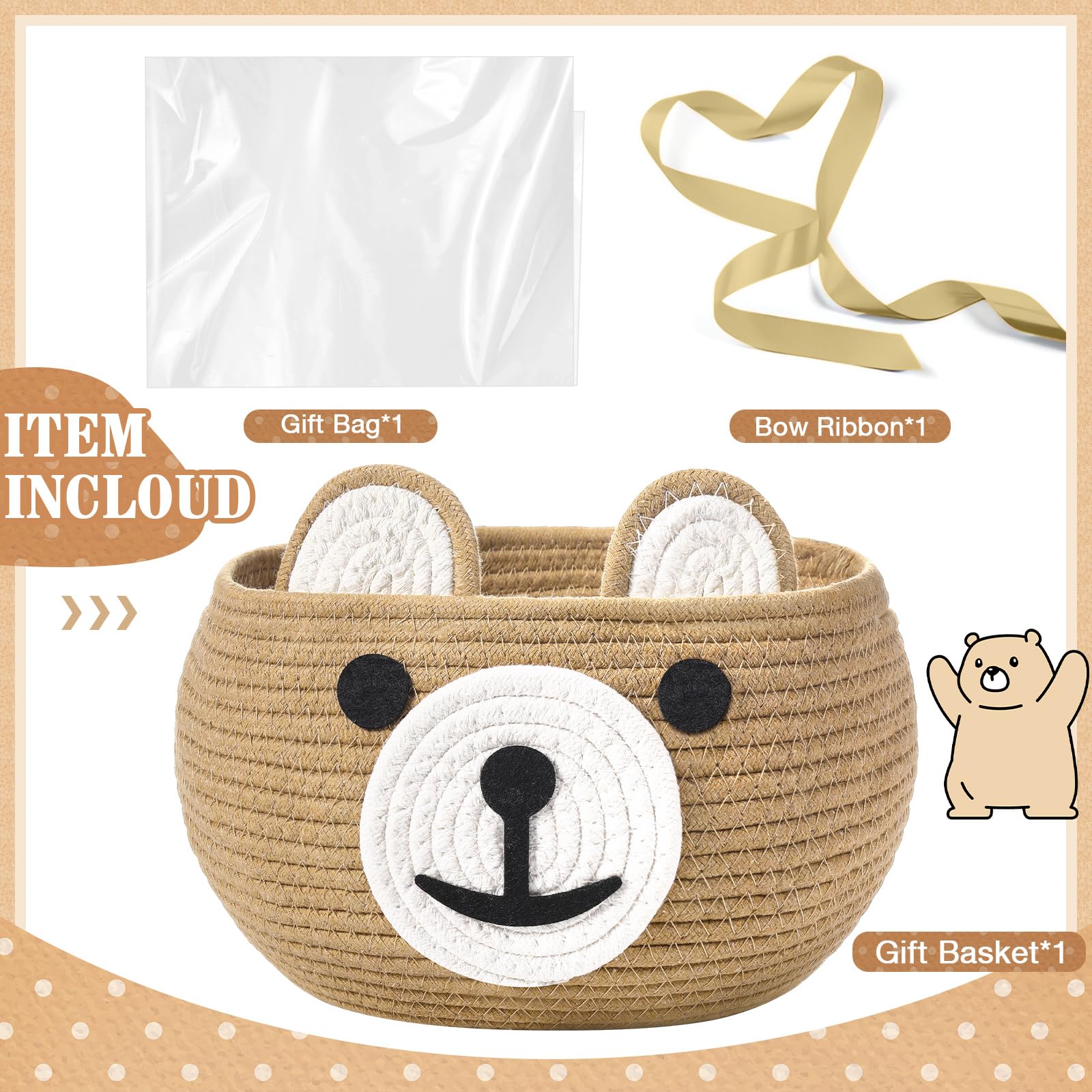 Zopeal bear gift basket design adds charming focal point and easy gifting options.