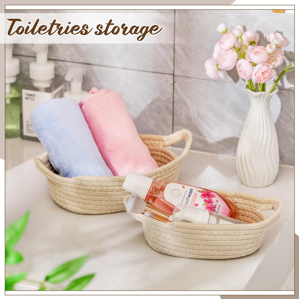 Zopeal beige cotton rope basket medium fits shelves for compact storage.