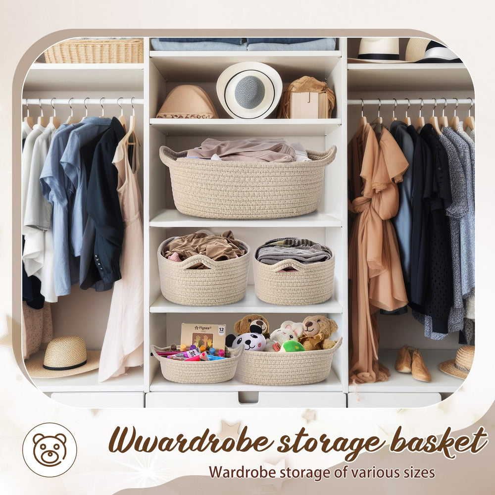 Zopeal beige cotton rope basket small stores cosmetics and desk essentials.