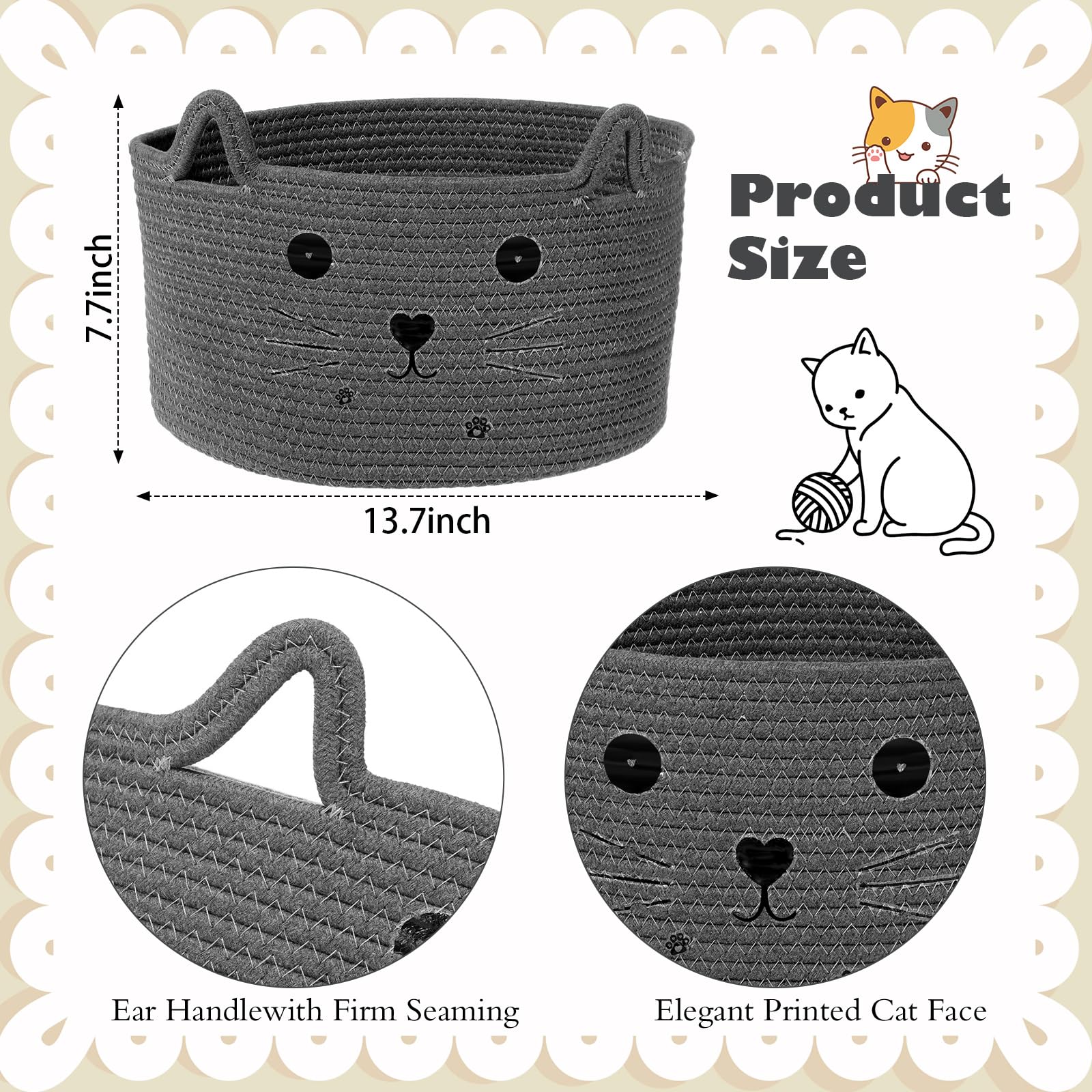Zopeal Cat Basket Cat Face Design highlights whimsical decor while organizing everyday items.