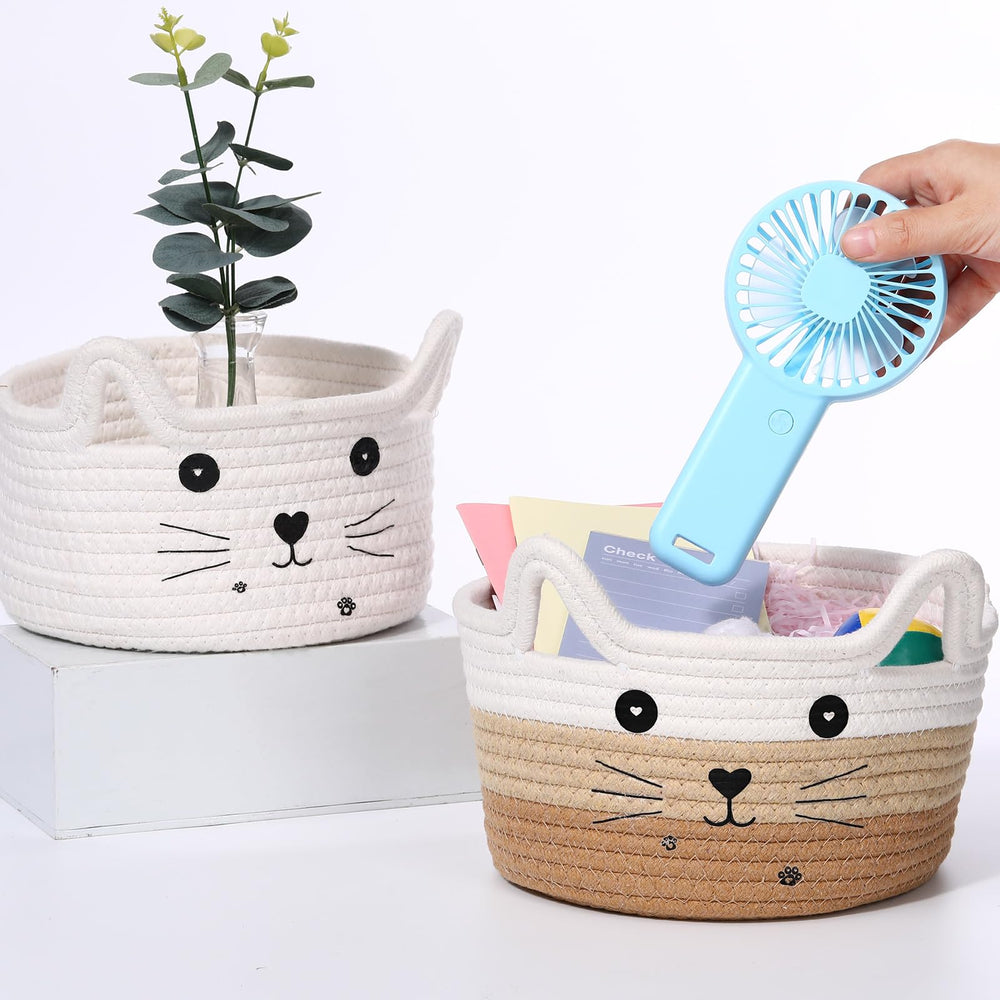 Zopeal cat basket cat-face design enhances room charm and organization.