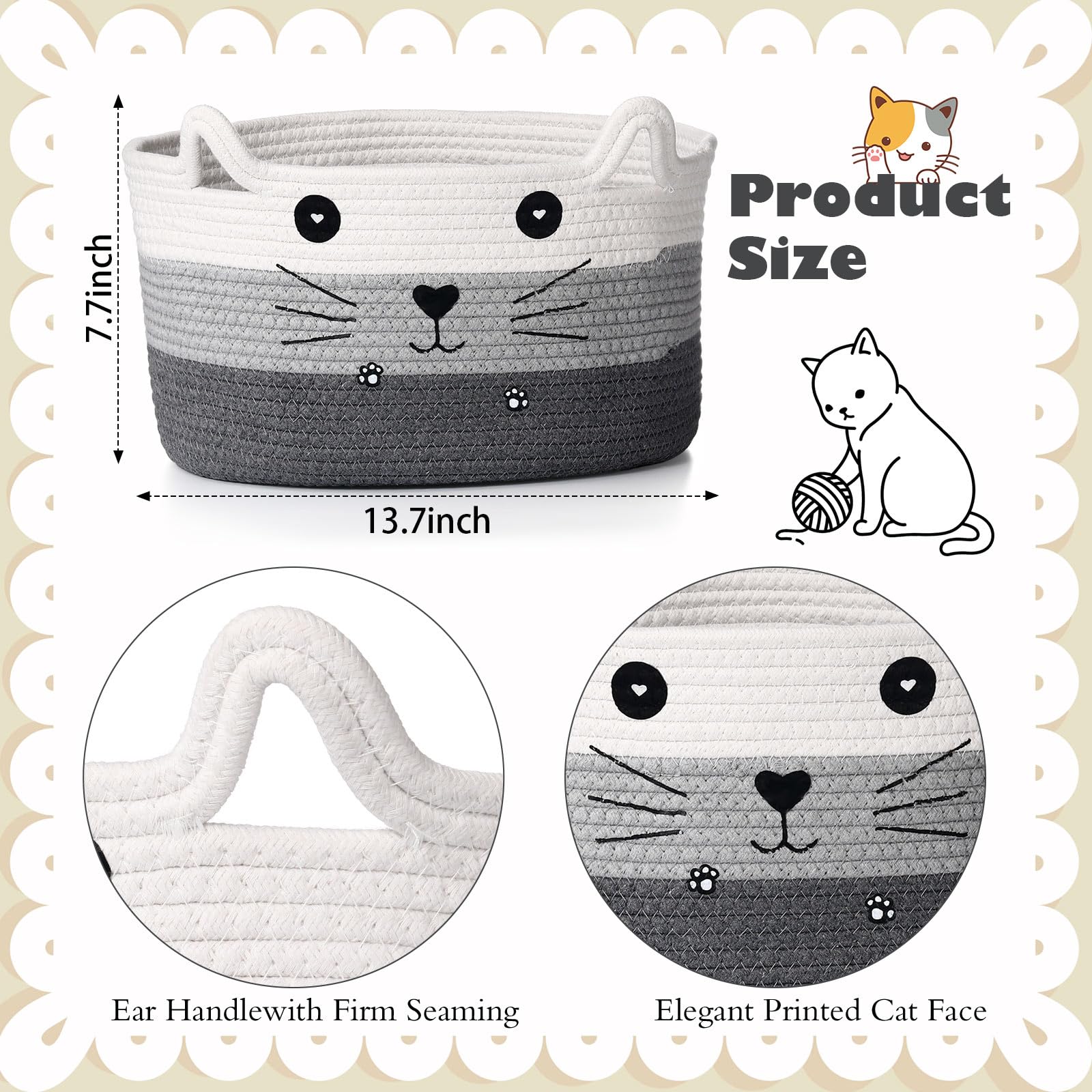 Zopeal cat-face design basket adds playful charm while organizing items.