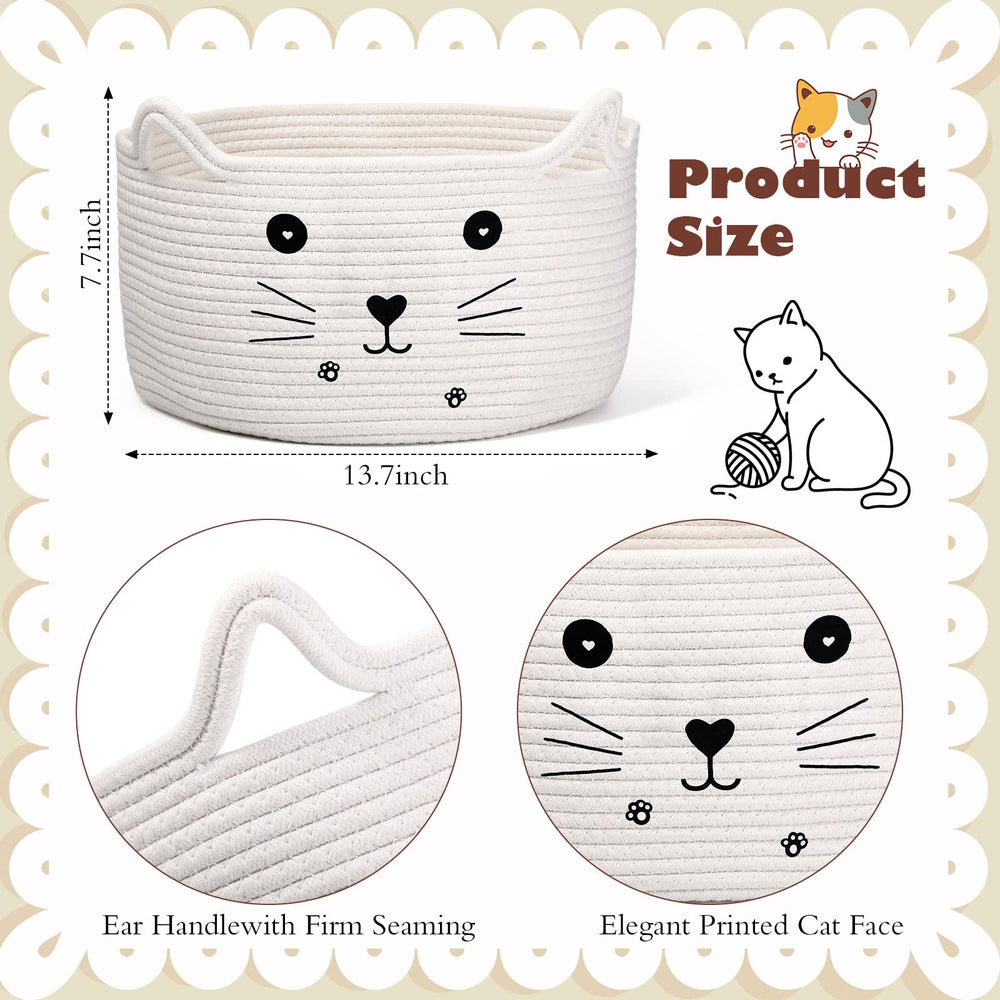 Zopeal cat basket features a cat face design to add playful decor while organizing items.