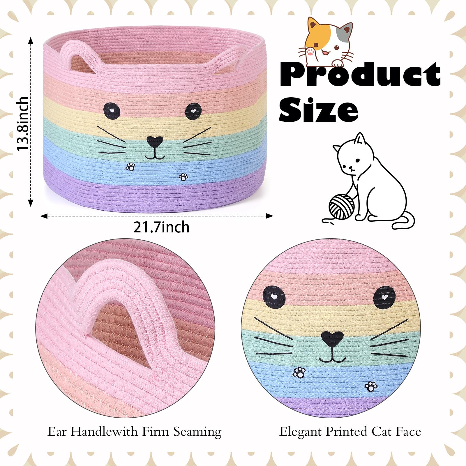 Zopeal cat basket cat-face design enhances charm while concealing pet toys.