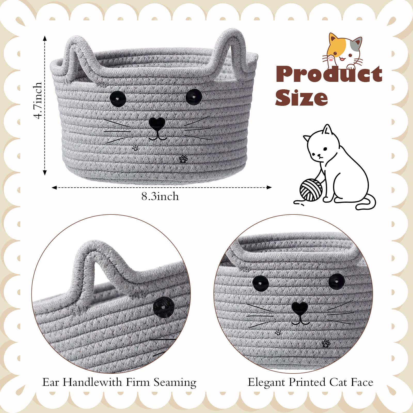 Zopeal Cat Basket compact size fits shelves and desks.