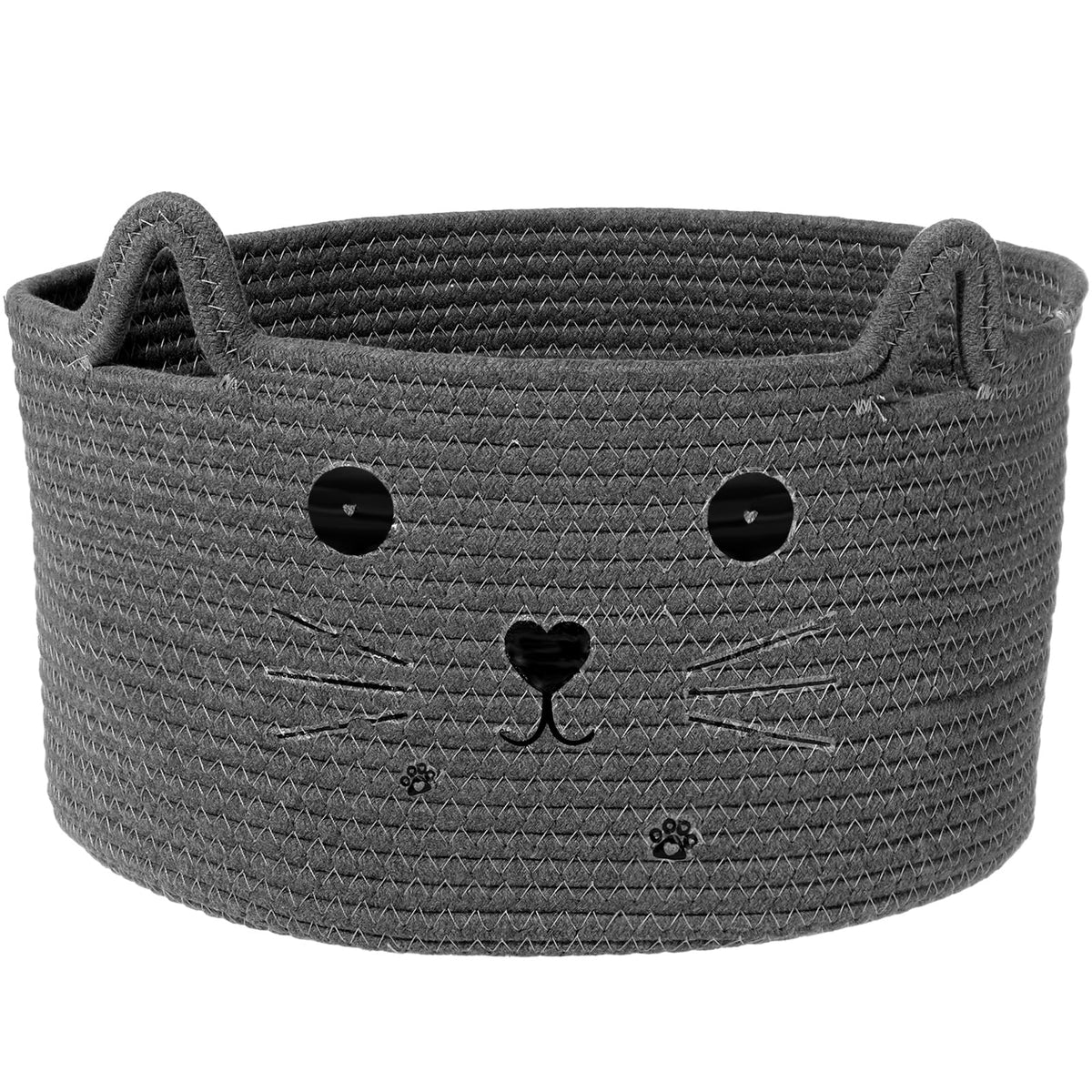 Zopeal Cat Basket Ears Closeup shows durable cotton rope and playful design for shelf organization.