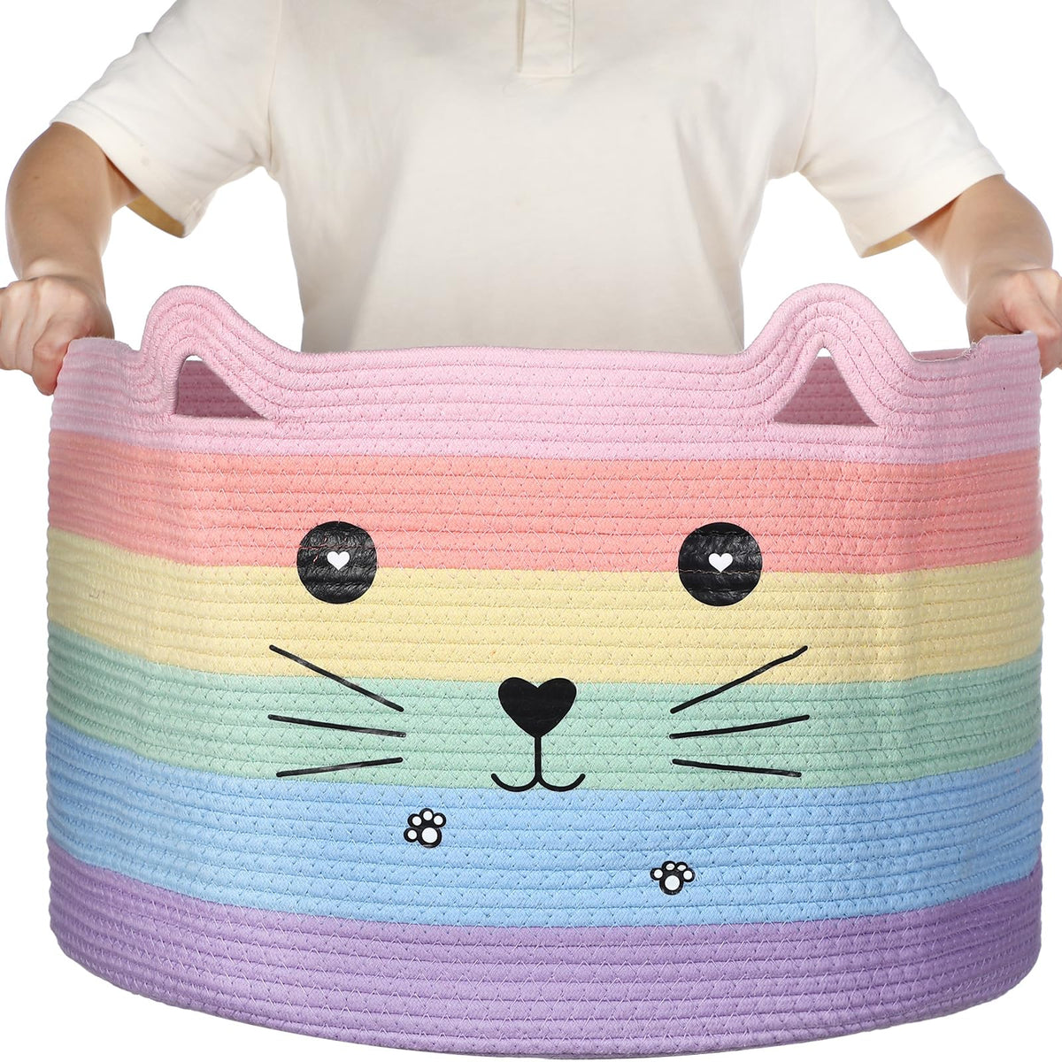 Zopeal cat basket with ears stores toys neatly and adds playful home decor.