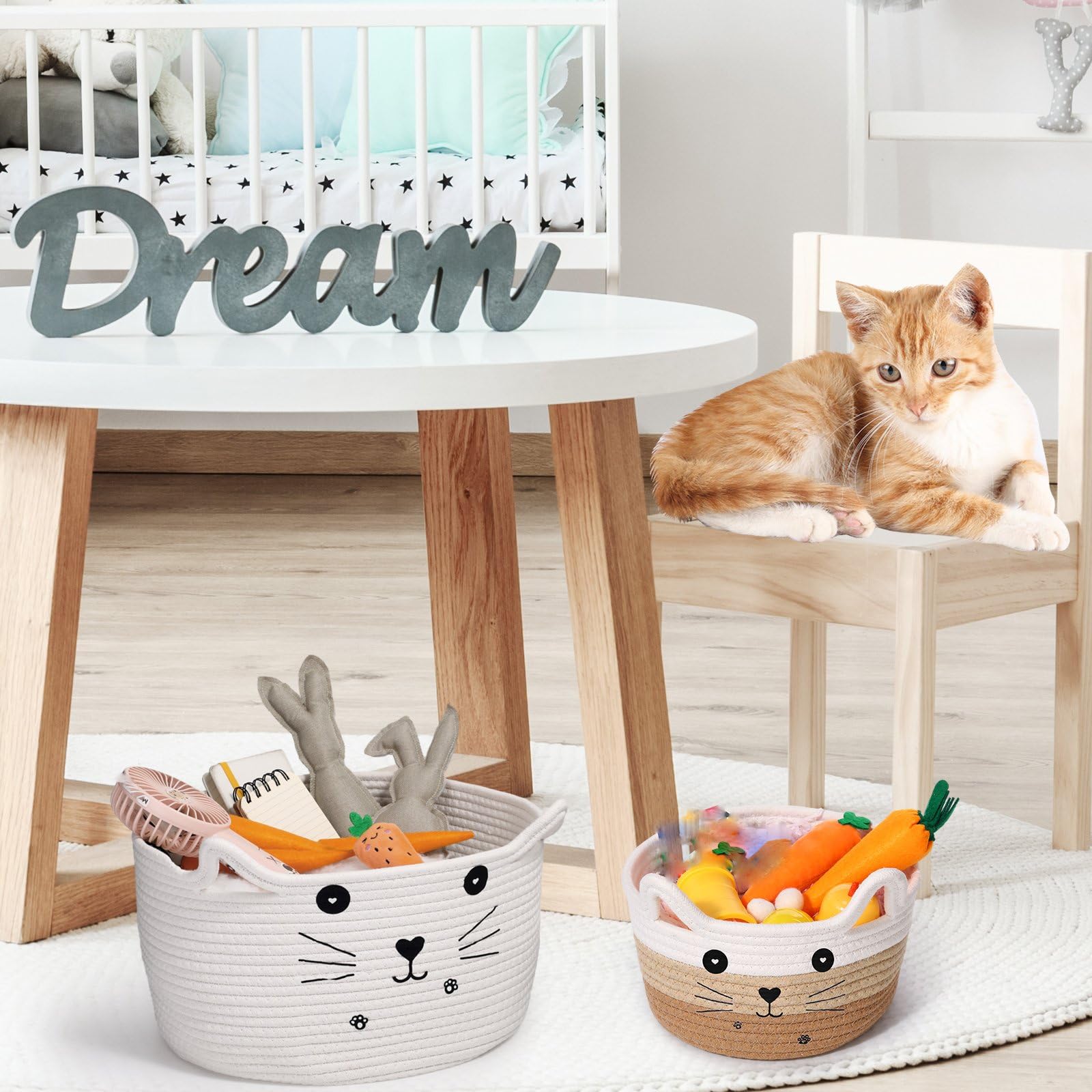Zopeal cat basket ideal for storing toys, cosmetics, or small snacks.