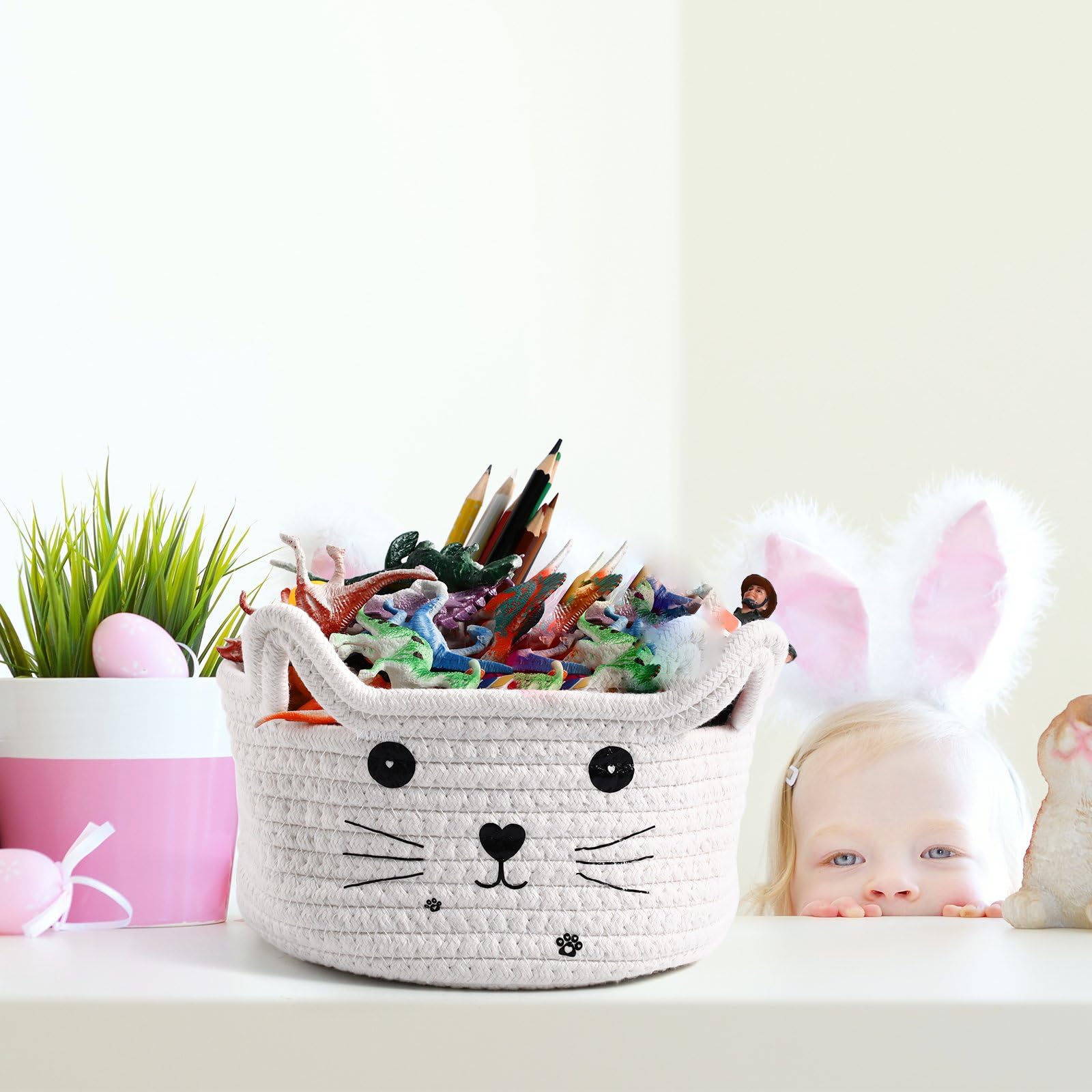 Zopeal Cat Basket in a nursery setup as decorative storage