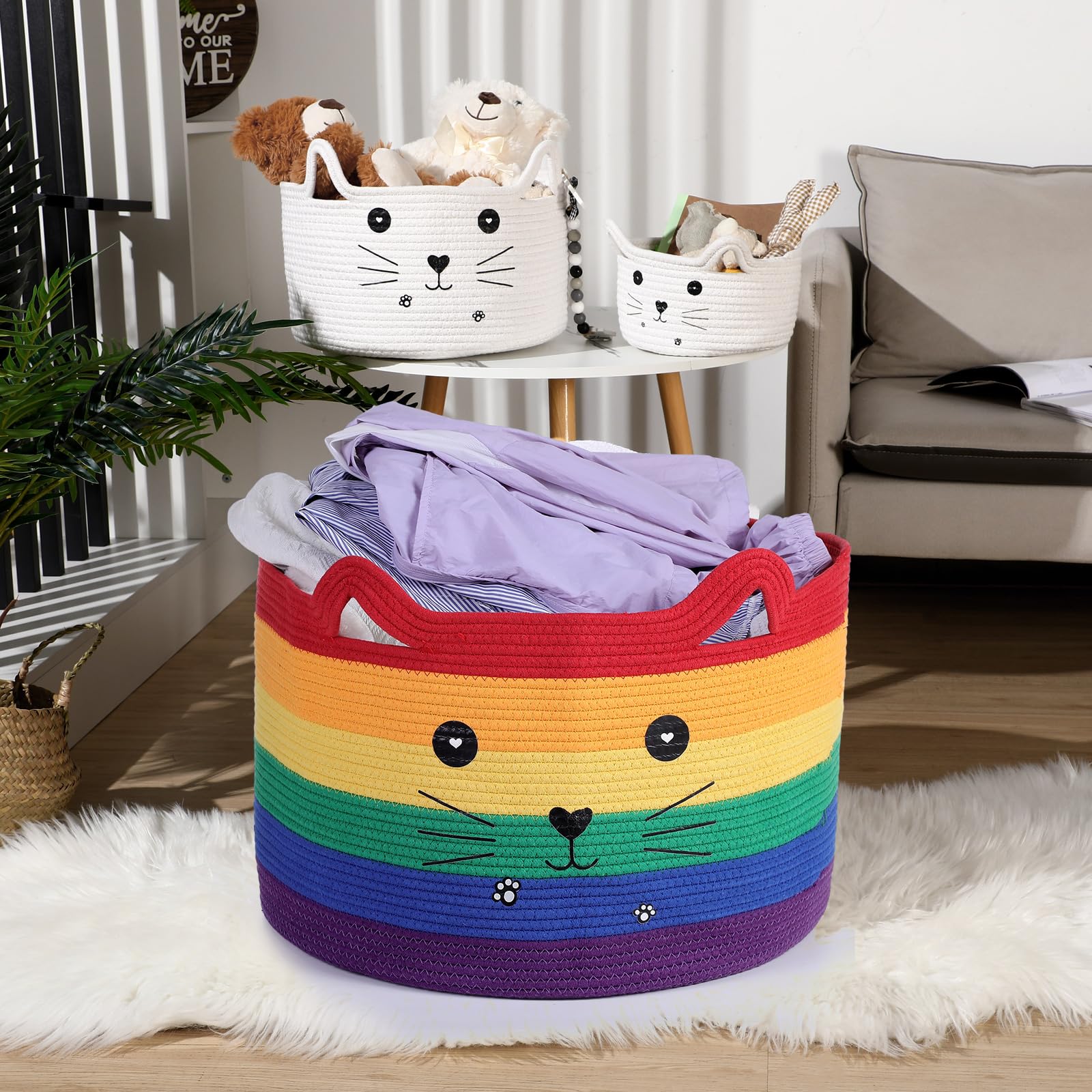 Zopeal cat basket large size 24x14 inches helps store toys and linens.