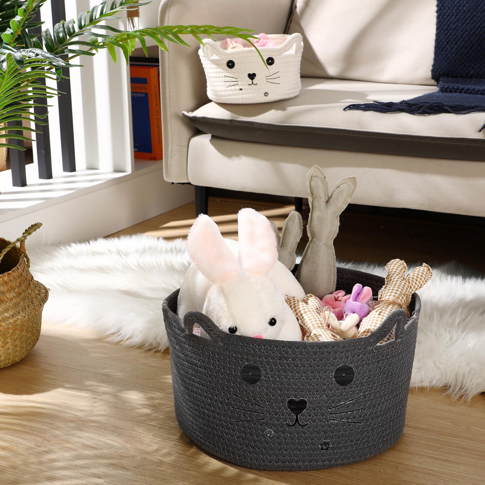Zopeal Cat Basket Living Room Use demonstrates versatile storage and cute decor.