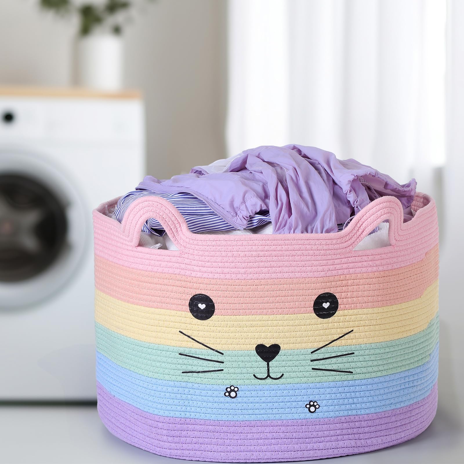 Zopeal cat basket macaron-color soft pastel hue complements nursery or living room.