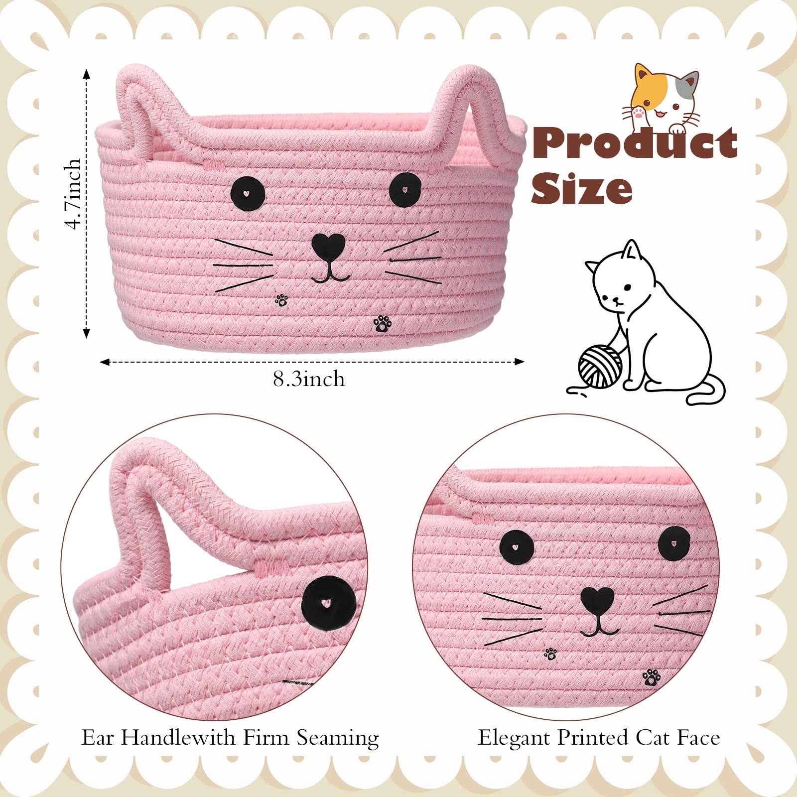 Zopeal cat basket pink handle detail shows cat-ear design for easy carrying.