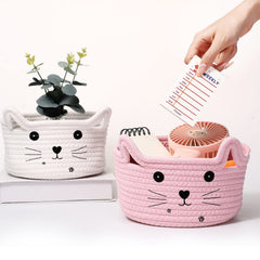 Zopeal cat basket pink in nursery room adds decorative organization.