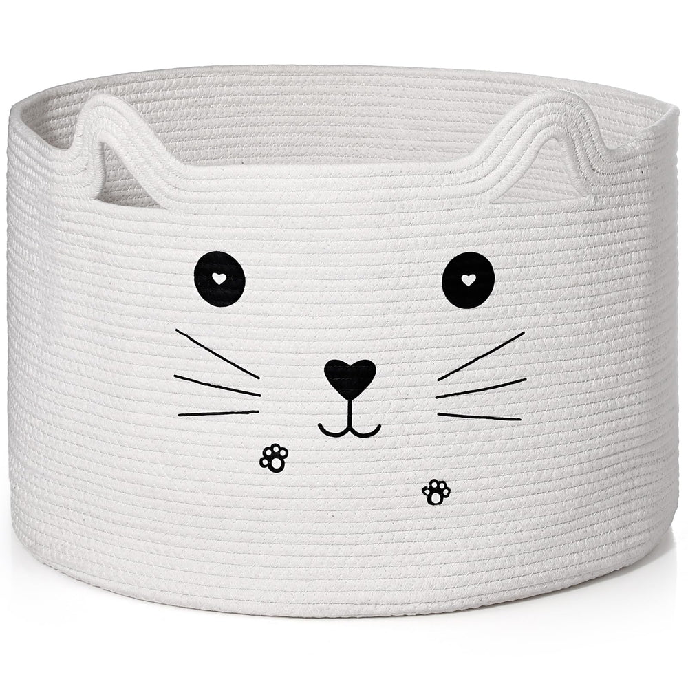 Zopeal cat basket front view with ears adds playful storage.