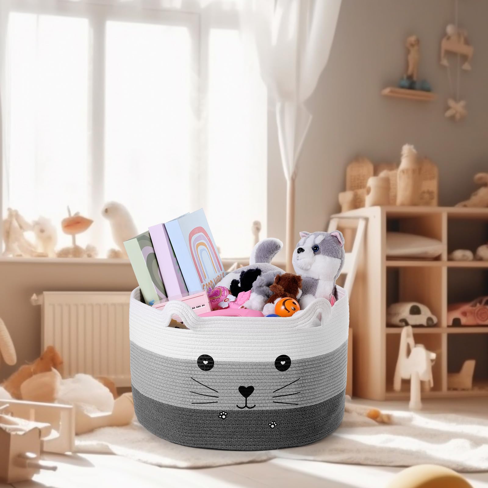 Zopeal cat basket toy storage use in living room or playroom