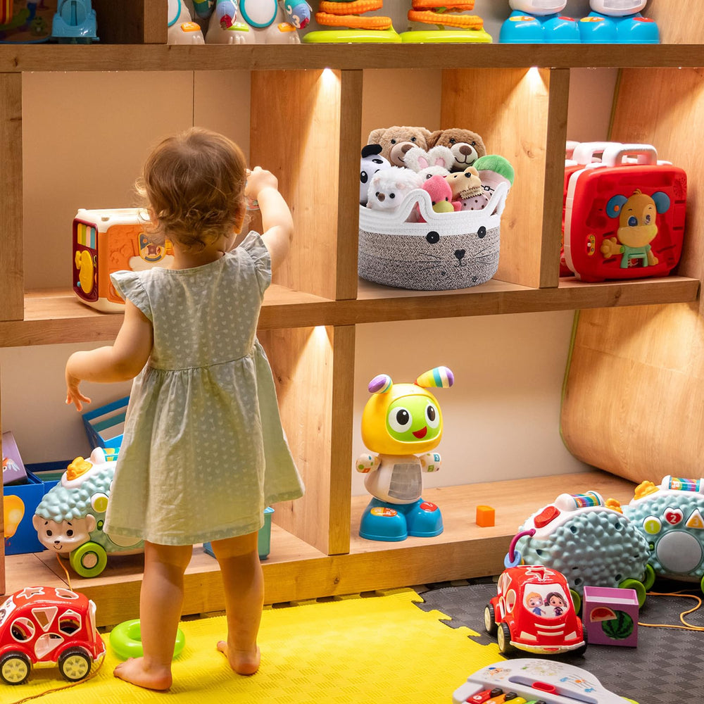 Versatile storage for cosmetics, snacks, or pet toys in any room.